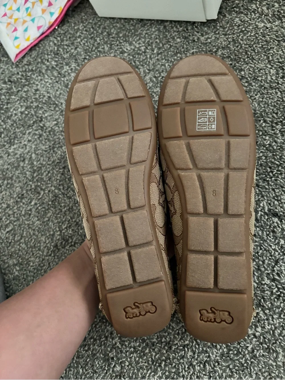 COACH Brown and Tan Signature Canvas Loafers with Leather Trim